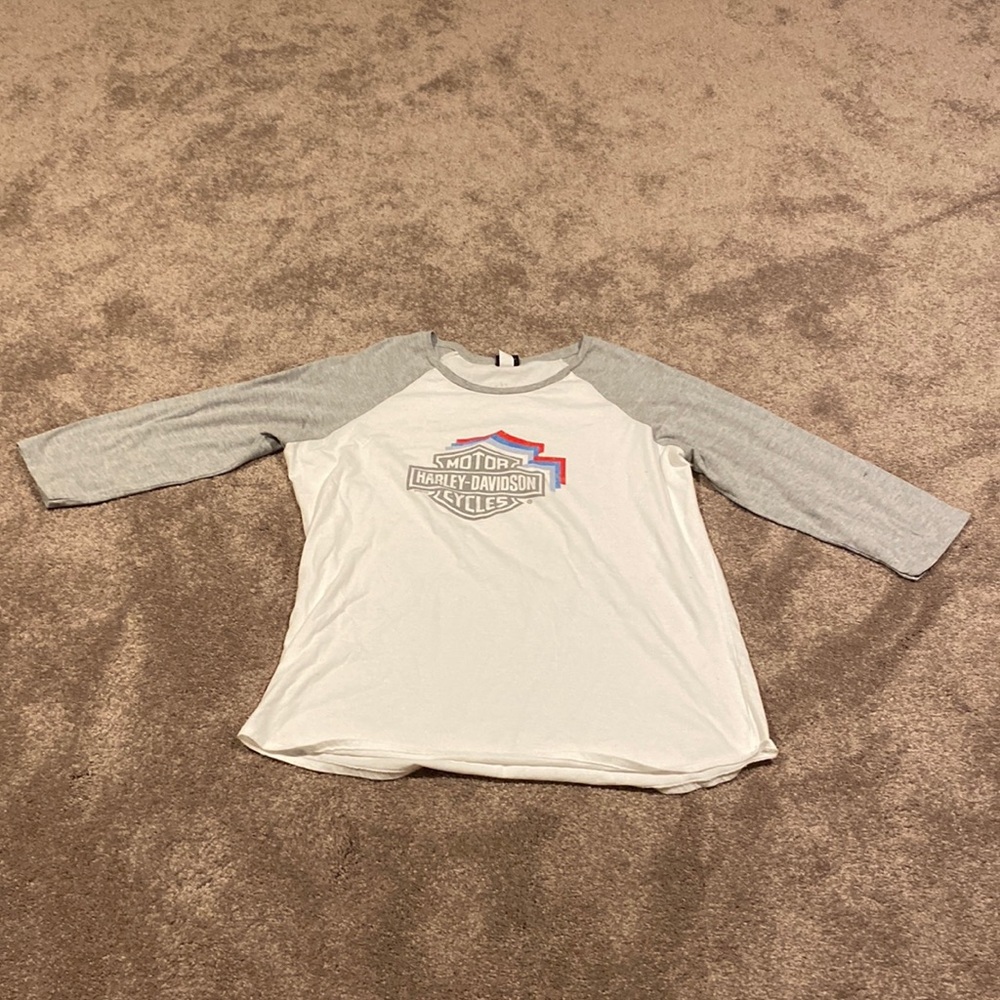 Harley Davidson Gray/White Quarter Sleeve Smoky Mountain Fitted Top SIZE 3XL